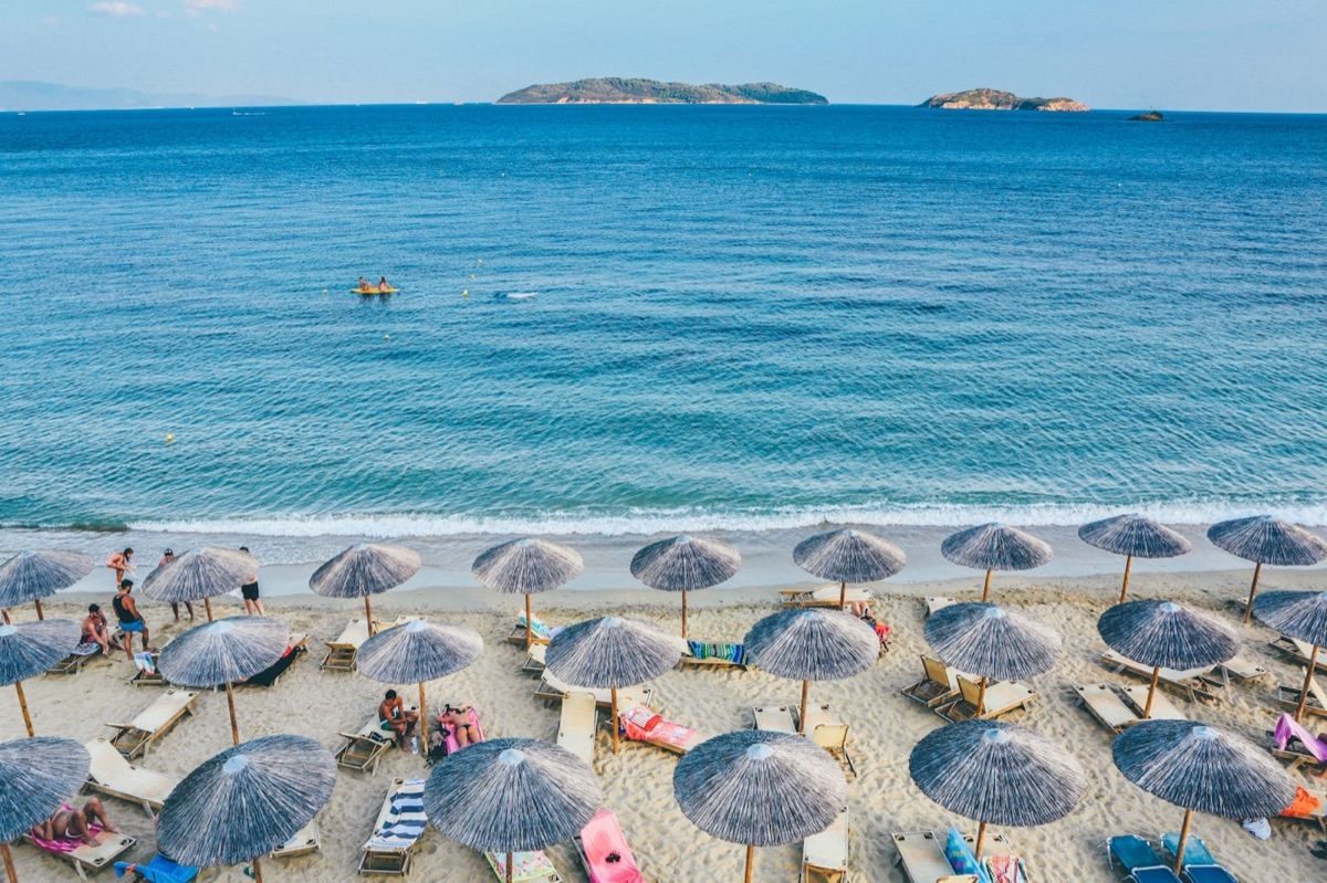 Umbrellas on a Greek island beach