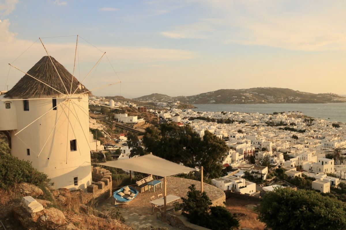 A windmill above Mykonos Town