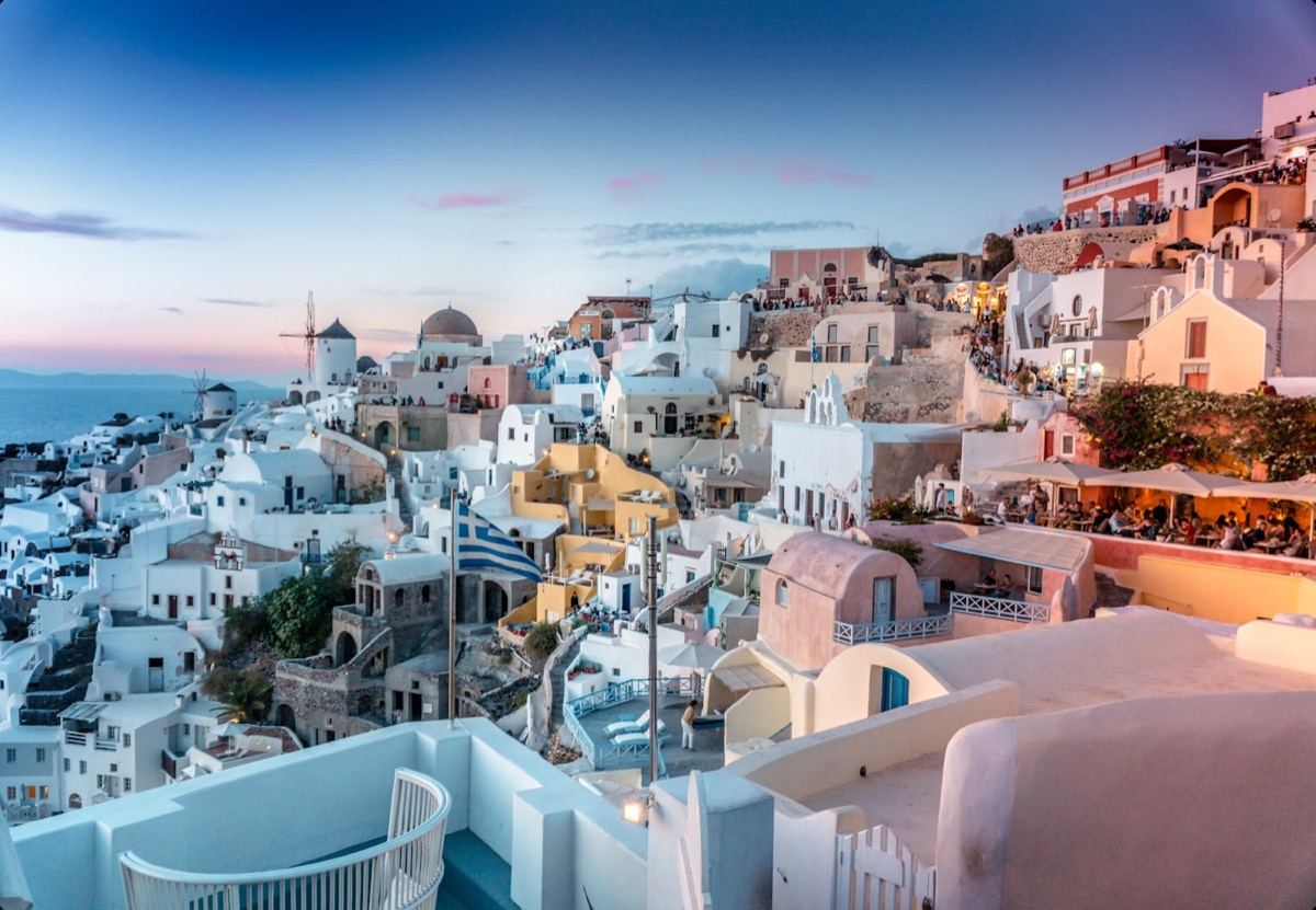 Oia village at dusk